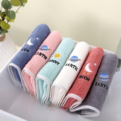 Kids' Towel Face Washing Kindergarten Household Boys and Girls Soft Absorbent Square Coral Fleece Face Towel Lint-Free Year by Year