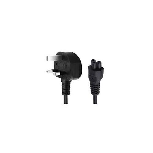 1.5m Laptop Power Cable, 3 Pin to Flower with Fuse, Black