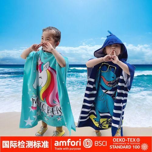 Baby Hooded Bath Towel Cartoon Hooded Baby Bathrobe Beach