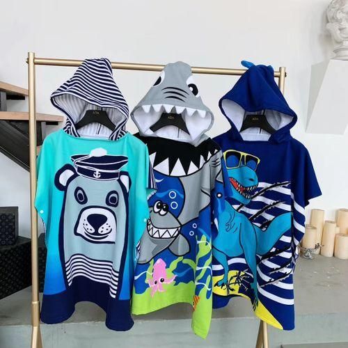 Baby Hooded Bath Towel Cartoon Hooded Baby Bathrobe Beach