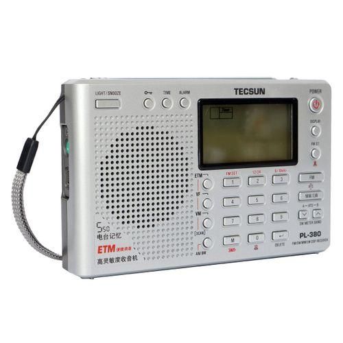 TECSUN PL380 DSP PLL FM MW SW LW Digital Stereo Radio World Band Receiver New Silver Silver silver