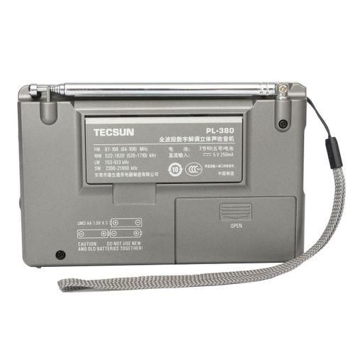 TECSUN PL380 DSP PLL FM MW SW LW Digital Stereo Radio World Band Receiver New Silver Silver silver