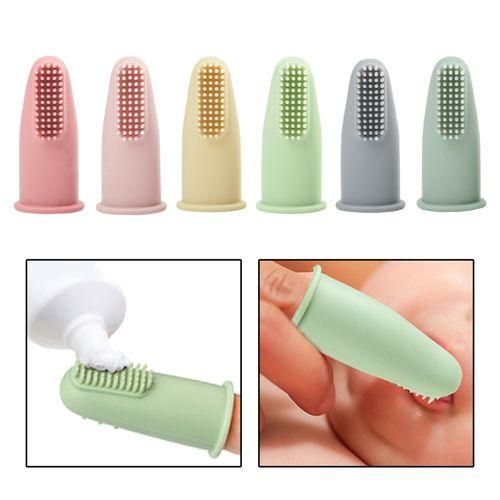 2 Silicone Finger Toothbrush Kids Finger Toothbrush Pink