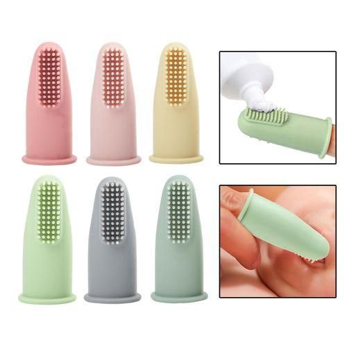 2 Silicone Finger Toothbrush Kids Finger Toothbrush Pink