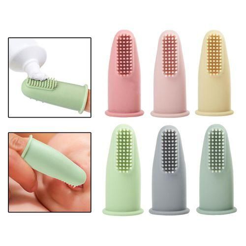 2 Silicone Finger Toothbrush Kids Finger Toothbrush Pink