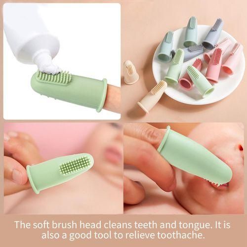 2 Silicone Finger Toothbrush Kids Finger Toothbrush Pink