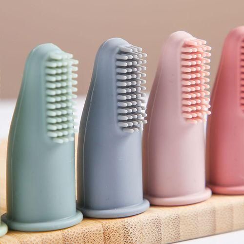 2 Silicone Finger Toothbrush Kids Finger Toothbrush Pink