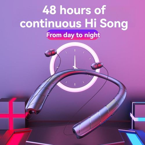 Wireless Bluetooth Earphones Neck Hanging Type External Speaker 2-in-1 Telescopic Bluetooth Speaker