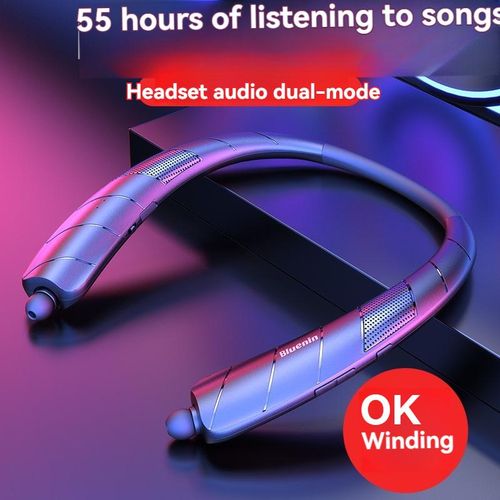 Wireless Bluetooth Earphones Neck Hanging Type External Speaker 2-in-1 Telescopic Bluetooth Speaker