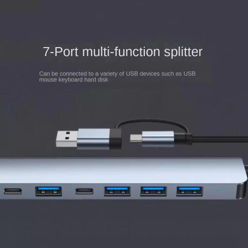 7 In 1 USB 3.0 Hub, Type-C2.0 Splitter, Adapter, Dual Head Docking Station