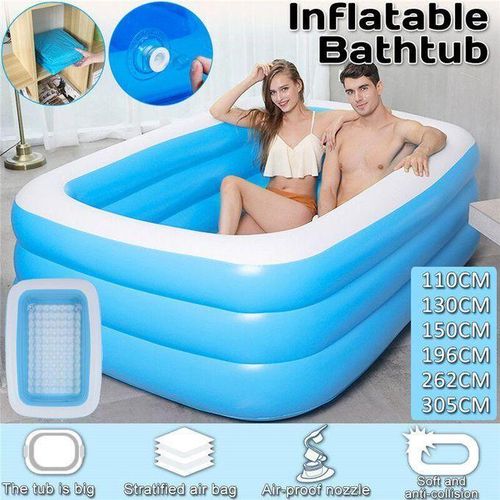 1.1m/1.3m/ 1.5m/1.96m/2.62m/3.05m Inflatable Swimming Pool Foldable Adult Kids Pool Bathing Tub Thicken Outdoor Indoor Swim Pool Bathtub 1.3 Three Layers