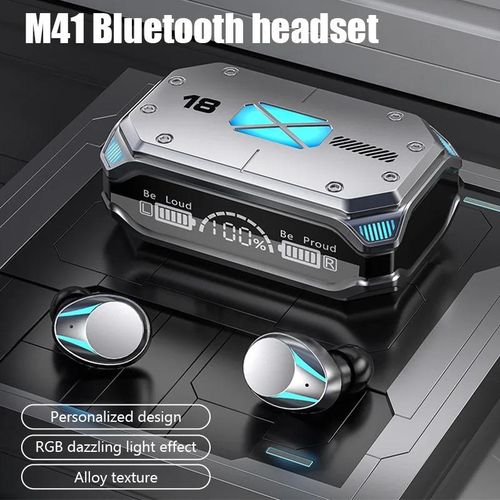 M41 Bluetooth earphones wireless headphones smart touch digital display stereo sound earphone with Colour light magnetic suction
