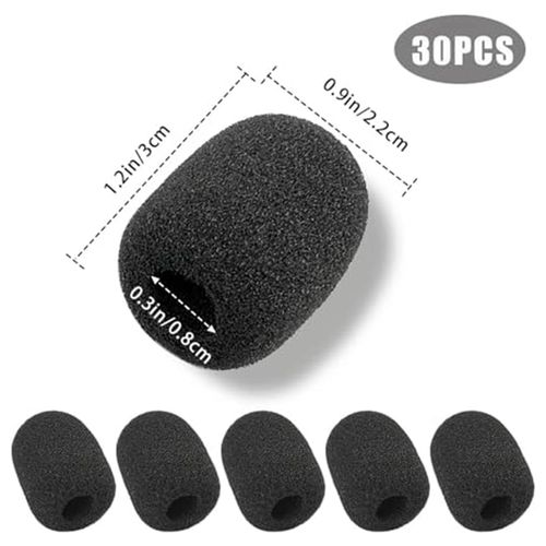30 Pack Foam Microphone Windscreen,Mini Size Lapel Headset M