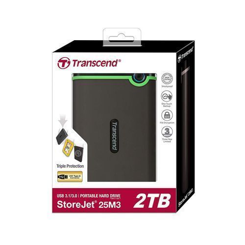 Transcend Portable External Hard Drive 2TB - Black, Green.