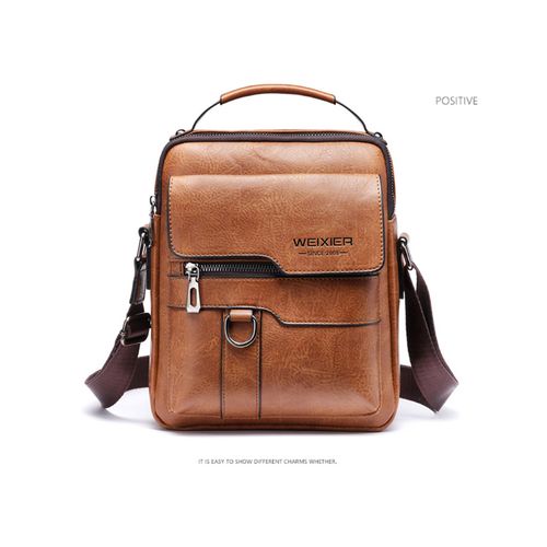 Men's Vintage PU Leather Shoulder Bag,Casual Handbag,Travel Backpack-Vertical