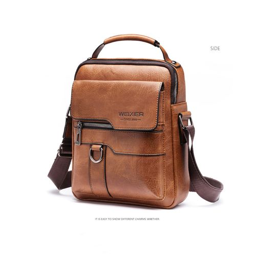 Men's Vintage PU Leather Shoulder Bag,Casual Handbag,Travel Backpack-Vertical