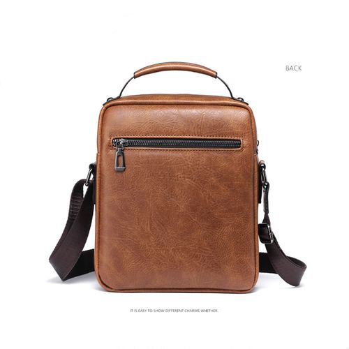 Men's Vintage PU Leather Shoulder Bag,Casual Handbag,Travel Backpack-Vertical