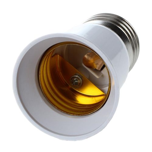 E27 to E27  Holder Silver Tone White Adapter Extender