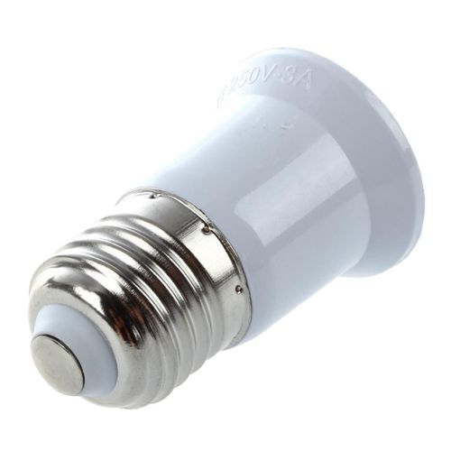 E27 to E27  Holder Silver Tone White Adapter Extender
