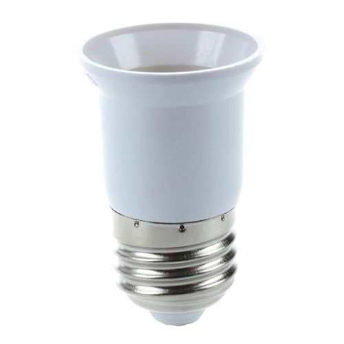 E27 to E27  Holder Silver Tone White Adapter Extender