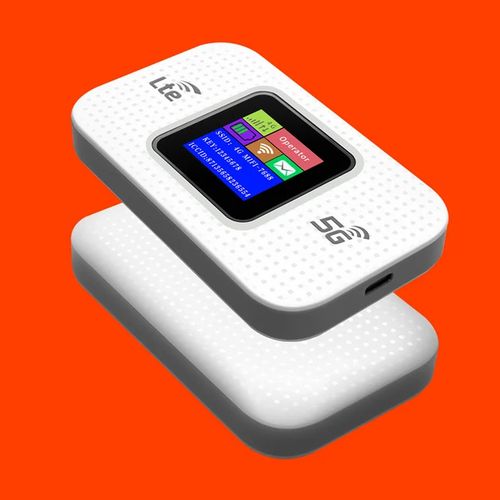 Portable 4G/5G MiFi Device with LCD Monitor- Open To All SIM Cards- White