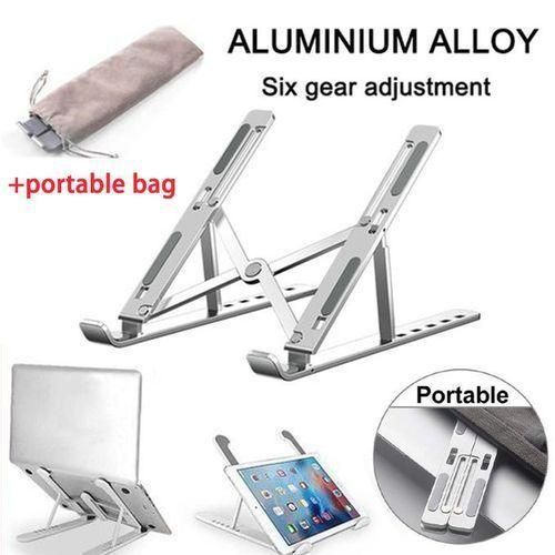 Adjustable Laptop Stand Metal Foldable Holder - Silver