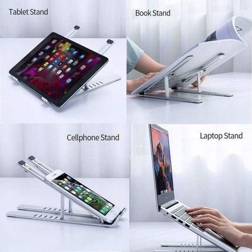 Adjustable Laptop Stand Metal Foldable Holder - Silver