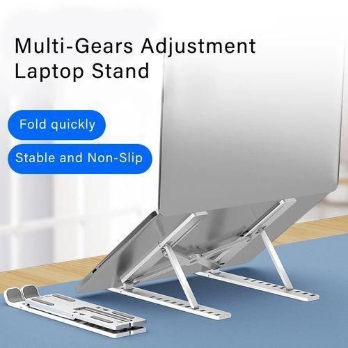 Adjustable Laptop Stand Metal Foldable Holder - Silver