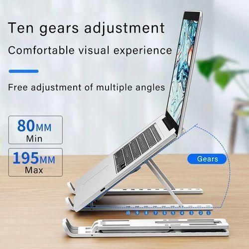 Adjustable Laptop Stand Metal Foldable Holder - Silver