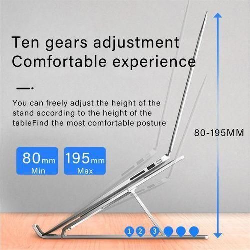Adjustable Laptop Stand Metal Foldable Holder - Silver