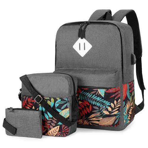 3 In1 Multi Functional School Backpack With USB Slot-Black
