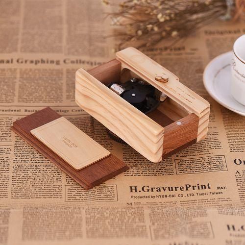 Wooden Music Box Retro Camera Design Classical Melody