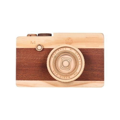 Wooden Music Box Retro Camera Design Classical Melody