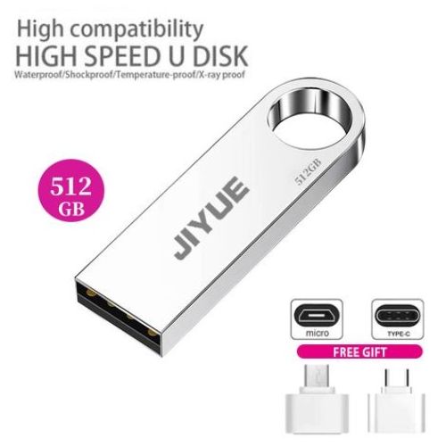 Flash Drive 512GB Metal OTG Micro USB Type-C - Silver