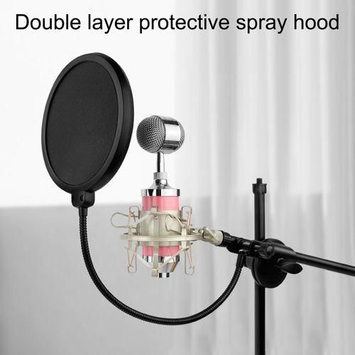 Mic Pop filter anti-shake wind-proof double-layer-Black