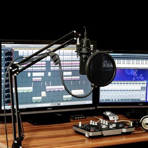 Mic Pop filter anti-shake wind-proof double-layer-Black