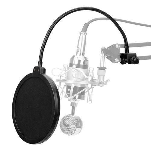 Mic Pop filter anti-shake wind-proof double-layer-Black