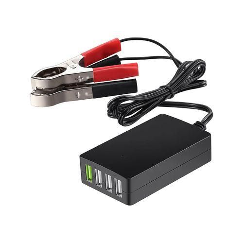 Portable DC with Battery Clip, 12V24V To 5V 4Port USB Cha