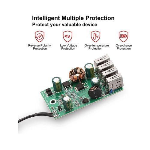 Portable DC with Battery Clip, 12V24V To 5V 4Port USB Cha