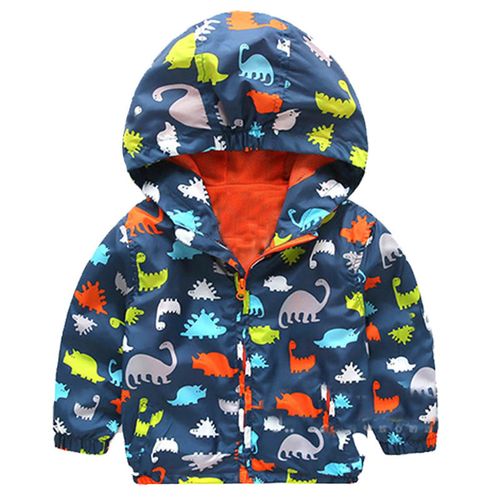 Kid's Spring Autumn Thin Jacket with Hood Dinosaur Patterns Windbreaker Coats,90cm NO5124