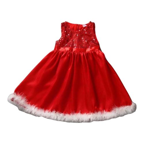 Cute Baby Girls Kids Christmas Party Cotton Sequins Feather Tutu Dresses Xmas Gift New,120 NO5124