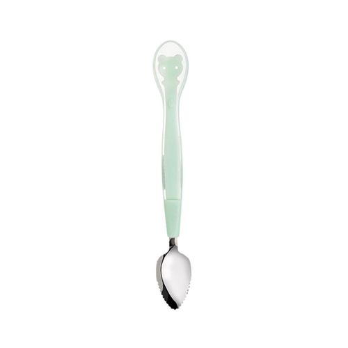 Double-headed Fruit Puree Spoon 2 Color Choose Green Pink Gift for Christmas Birthday New Year,Green NO5111