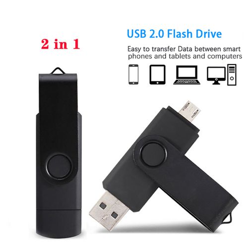3-in-1 Rotating USB Flash Drive 128G - Black