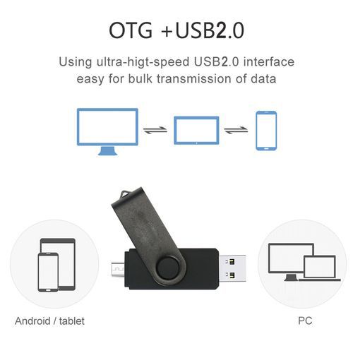 3-in-1 Rotating USB Flash Drive 128G - Black