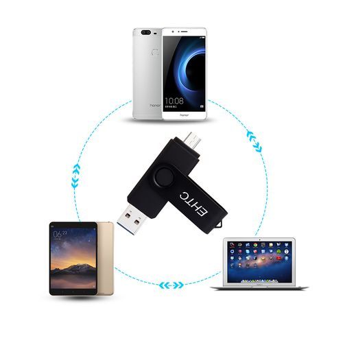 3-in-1 Rotating USB Flash Drive 128G - Black