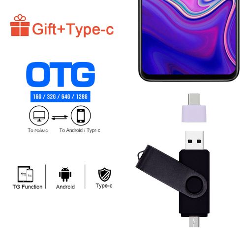 3-in-1 Rotating USB Flash Drive 128G - Black