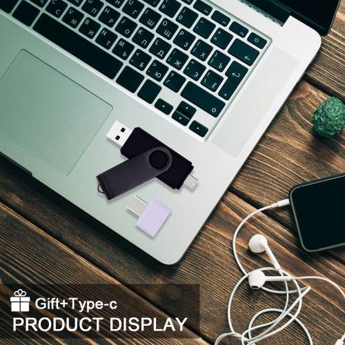 3-in-1 Rotating USB Flash Drive 128G - Black