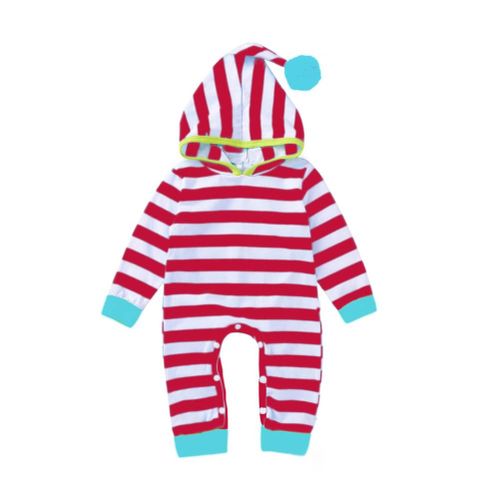Newborn Baby Boys Girls Striped Hooded Romper Infant Cotton PP Pocket Playsuit Tracksuit Outfit Jumpsuit New,70 NO5111