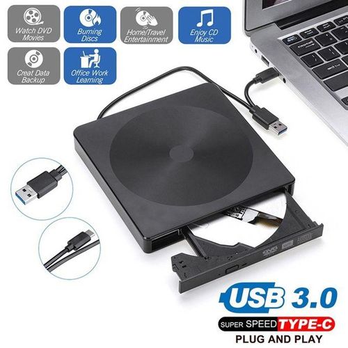 CD Drive 3.0 Type-C Multi-functional External DVD Drive USB 3.0 Portable DVD Player DVD Burner High-Speed Data Transmission Strong Compatibility Lightweight Design Efficient Reading and Writing Speed
