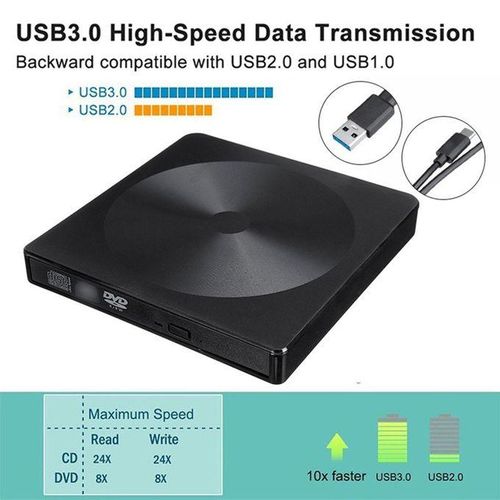 CD Drive 3.0 Type-C Multi-functional External DVD Drive USB 3.0 Portable DVD Player DVD Burner High-Speed Data Transmission Strong Compatibility Lightweight Design Efficient Reading and Writing Speed